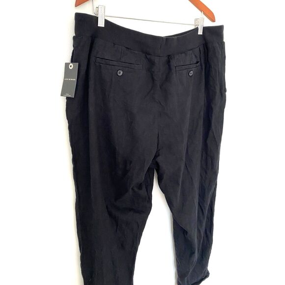 NWT Lucky Brand Black Linen Blend Utility Drawstring Pull-Up Pants Sz XL - Picture 10 of 10
